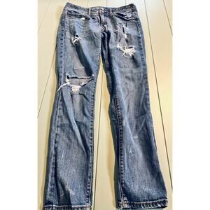 American Eagle Women’s Distressed Bootcut Jeans Size 6 Regular Blue Denim